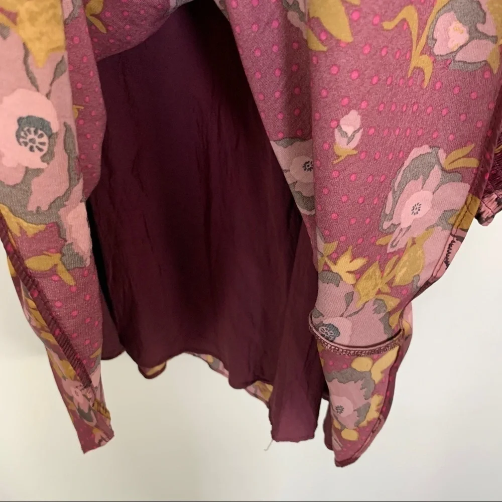 Free People Morning Light‎ Long Sleeve Mini Floral Dress Size 8